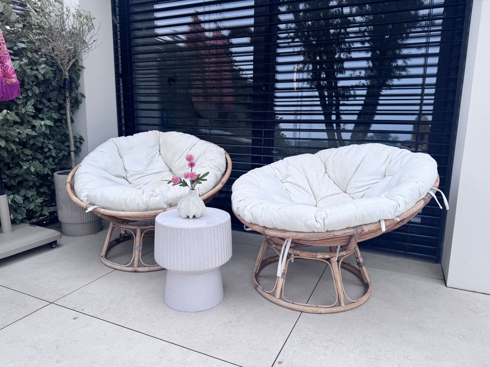 2 papasan lounge stoelen incl kussens, Gebruikt, Rotan, Loungeset, Stoel