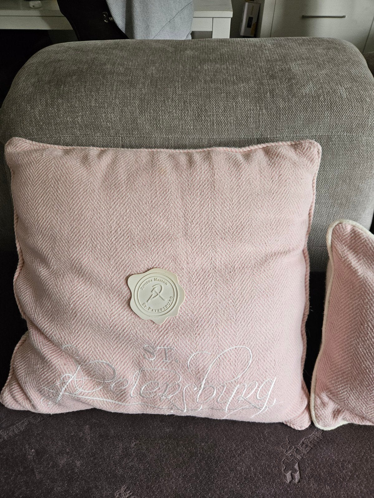 Set van 2 Riviera Maison kussens, roze en beige, Gebruikt, Meerkleurig, Inclusief binnenkussen, Riviera Maison