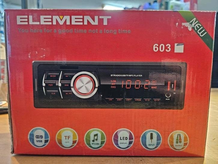 Element Autoradio bluetooth mp3 4 rca SD card usb aux, Niet ingevuld, Nieuw, Niet ingevuld, Ophalen