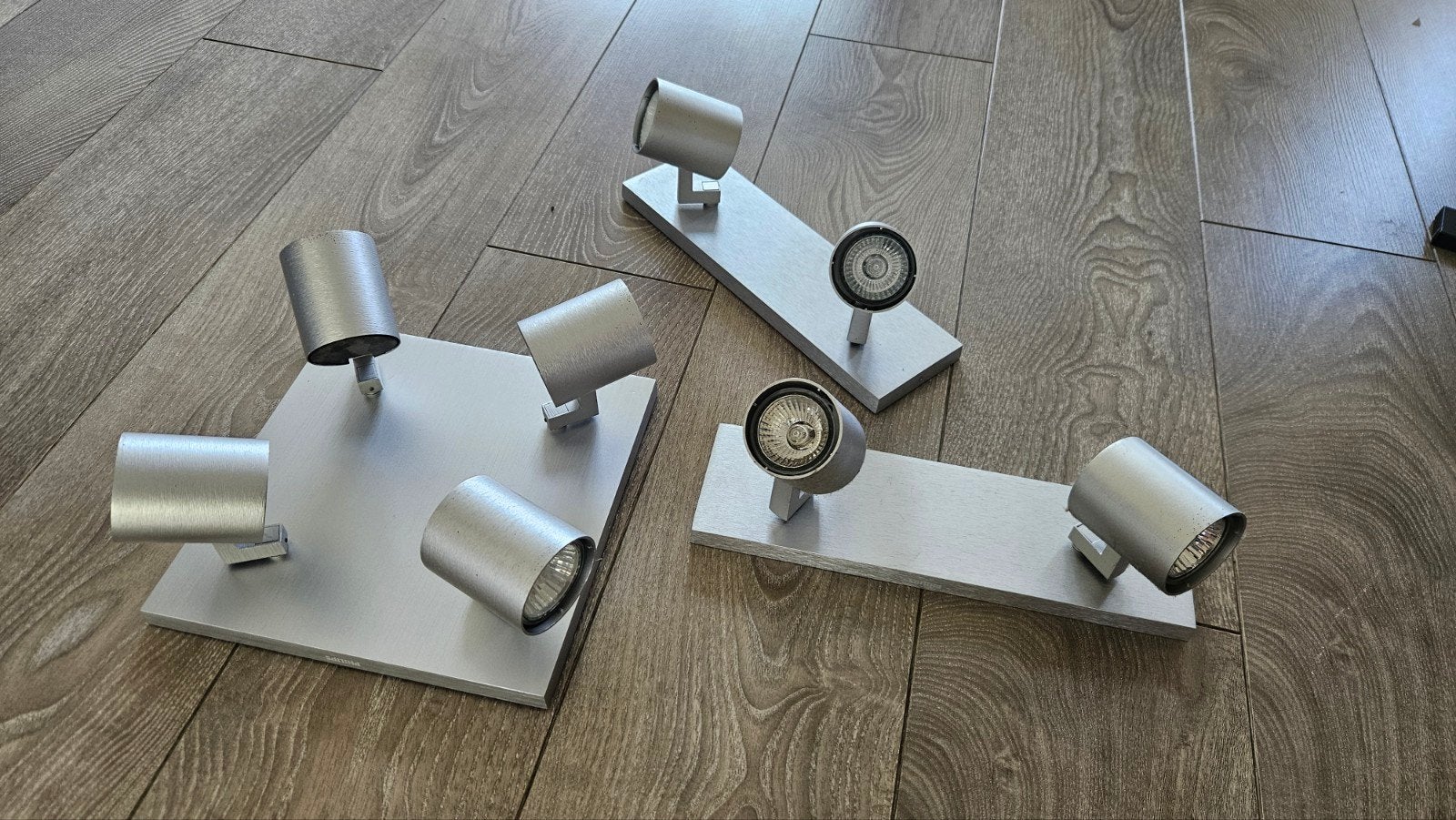 Set geborsteld aluminium plafondspots, Ophalen, Halogeen, Gebruikt, GU10