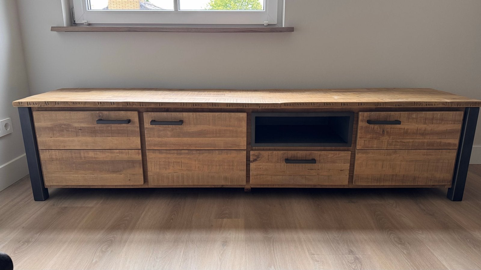 Stijlvol TV-meubel Steelwood (Bommel Wonen) - Z.G.A.N., Ophalen, Zo goed als nieuw, 200 cm of meer, Minder dan 100 cm