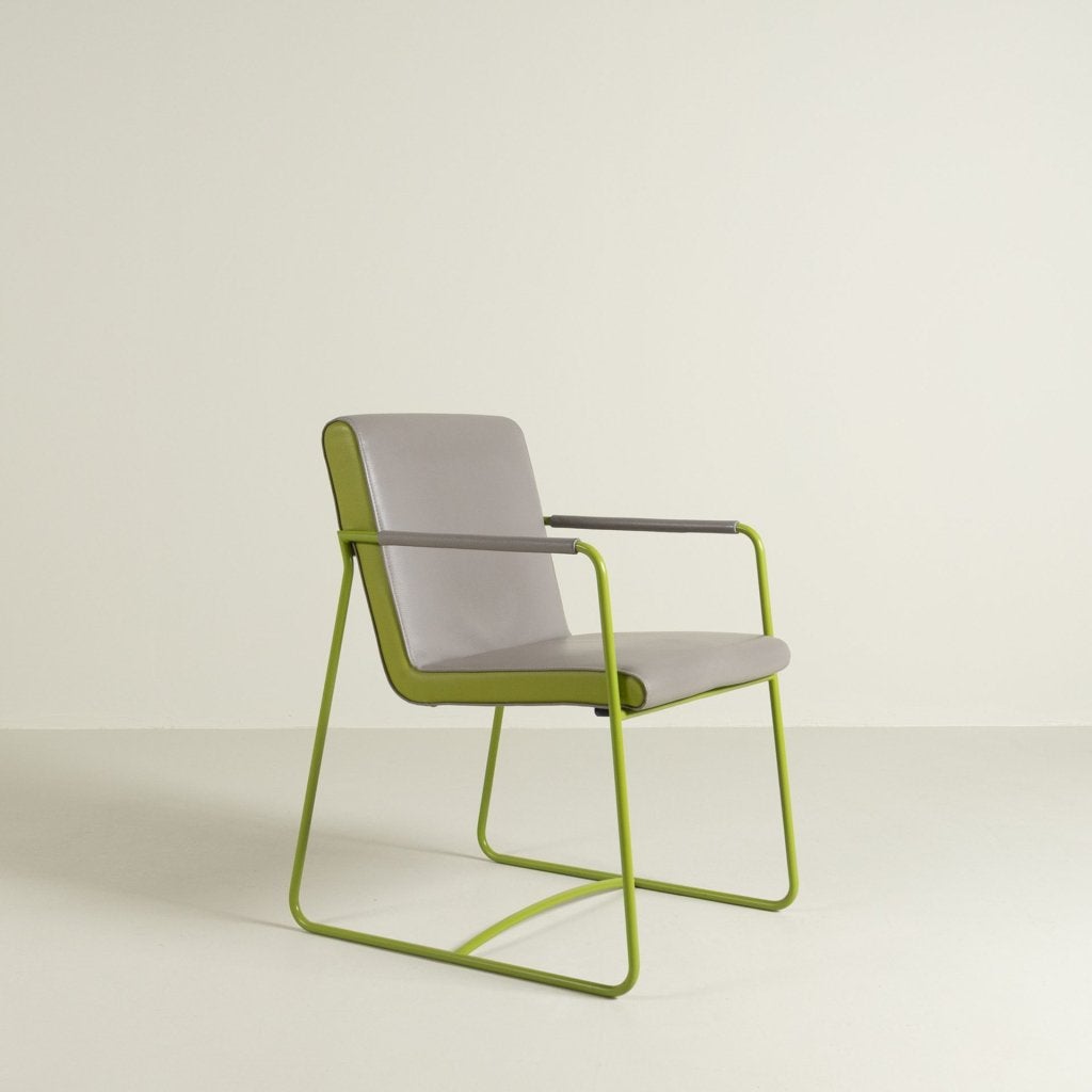 Leolux Spring Stoel Grijs/Groen Leer/Staal - Groen