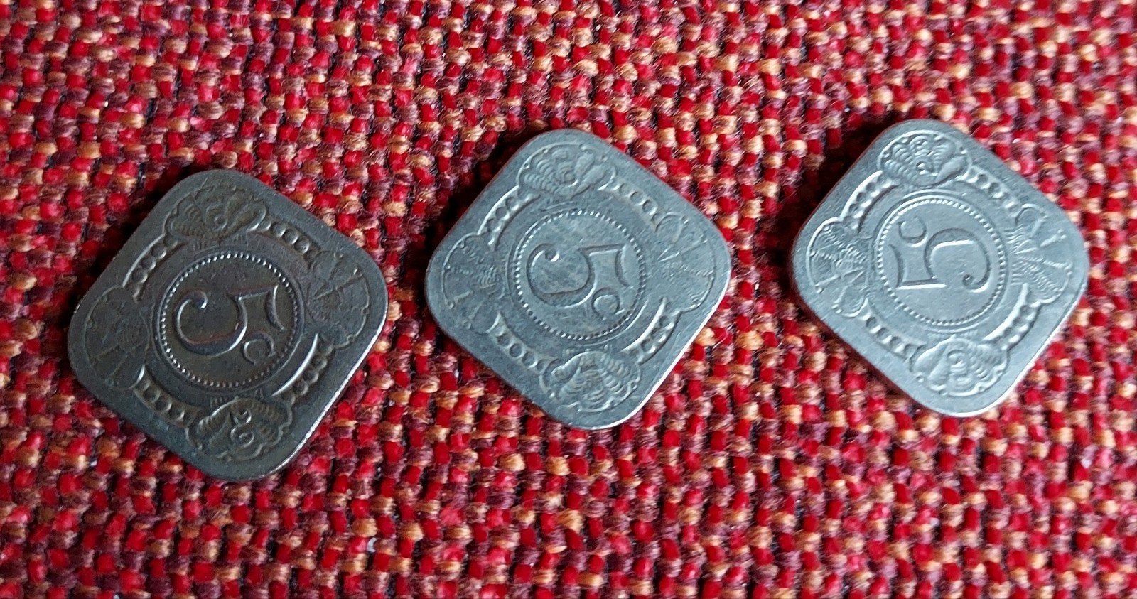 4x Originele Vierkante Stuivers (5 Cent) - 1914, 1923, 1929, Postzegels en Munten, Ophalen of Verzenden, Koningin Wilhelmina