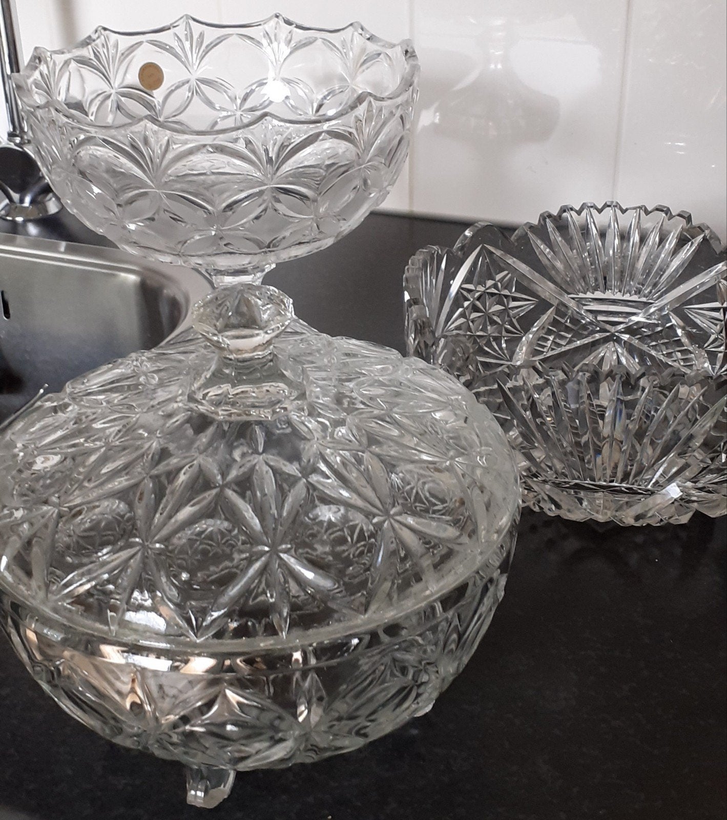 3 kristalen schalen samen of per stuk, Antiek en Kunst, Antiek | Glas en Kristal, Ophalen of Verzenden