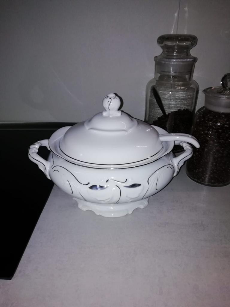 Soepterrine met lepel, Ophalen, Glas, Overige stijlen, Overige typen