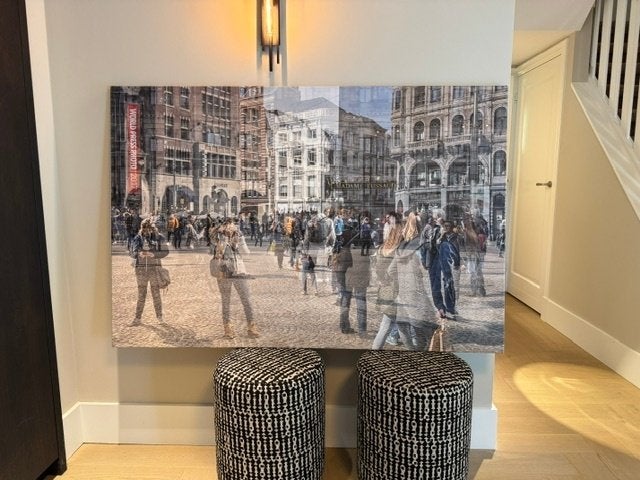 Print op canvas "Amsterdam in beweging" groot, Ophalen, Zo goed als nieuw, 125 cm of meer, Print