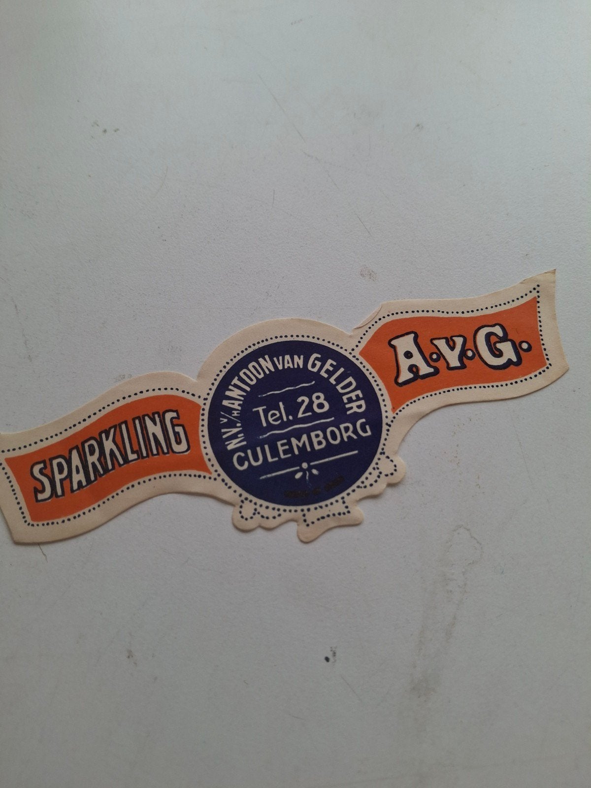 etiket A.v.G Culemborg Sparkling., Verzamelen, Ophalen of Verzenden, Zo goed als nieuw, Overige typen
