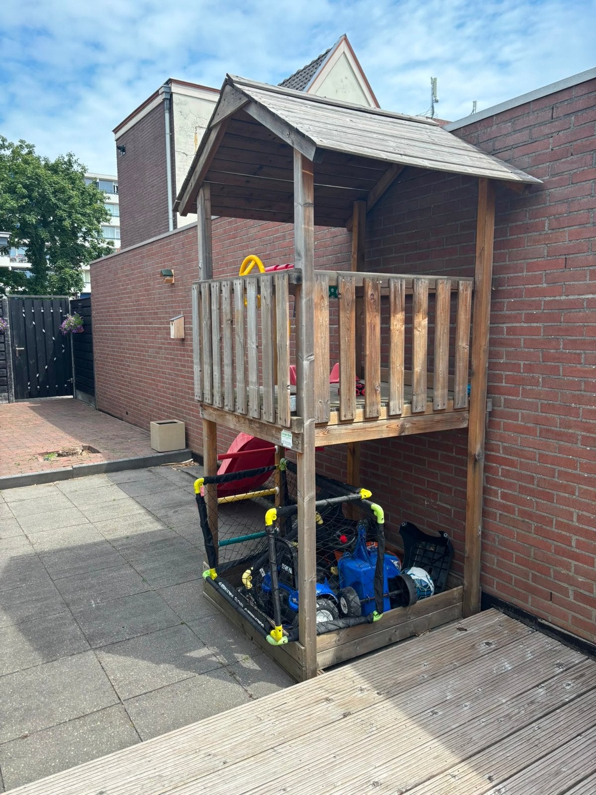 Jungle Casa | Houten speeltoestel met glijbaan, Ophalen, Zo goed als nieuw, Glijbaan