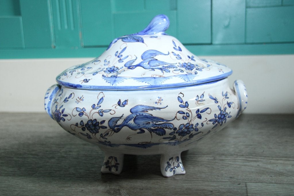 blauw witte schaal met deksel ( la Tolosane), Antiek en Kunst, Ophalen of Verzenden