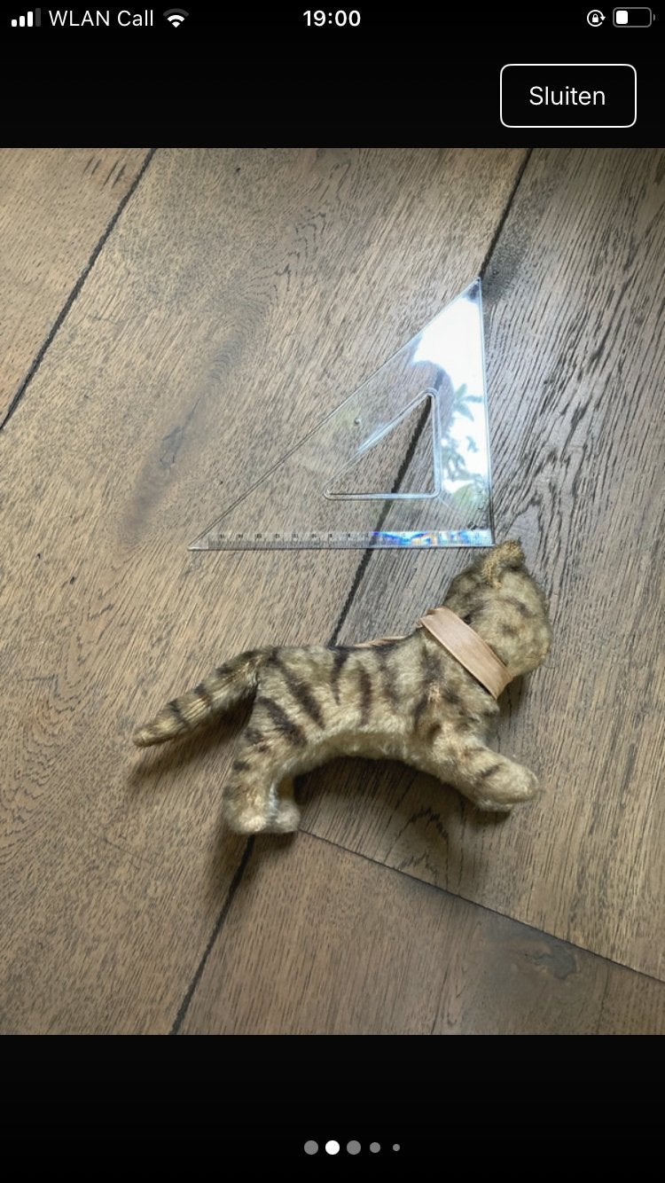 Vintage steiff kat tabby mohair, Ophalen of Verzenden, Zo goed als nieuw, Stoffen beer, Overige merken