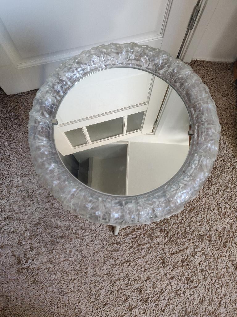 Erco design ijsglasspiegel verlicht 1970, Huis en Inrichting, Minder dan 50 cm, Gebruikt, Rond, Ophalen of Verzenden