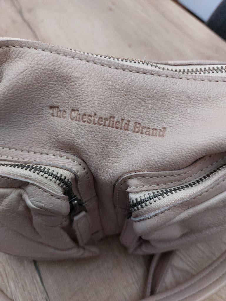 Chesterfield leren schoudertas, Ophalen of Verzenden, Zo goed als nieuw, Beige, Handtas