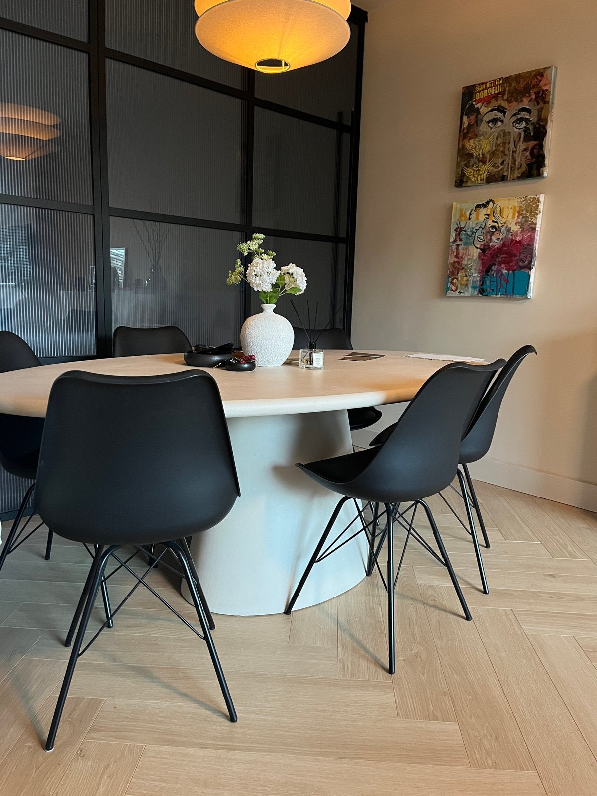 Jysk eetkamerstoelen - 8 stuks, zwart, Ophalen, Kunststof, Zwart, Zo goed als nieuw