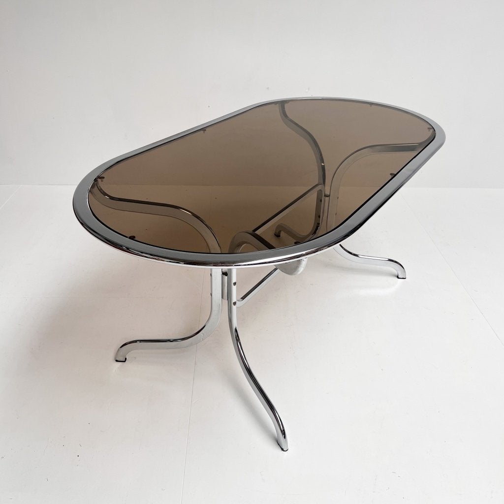 Glazen eettafel van Gastone Rinaldi voor Rima, 1970's, Gebruikt, Rinaldi, Vintage, Ophalen of Verzenden