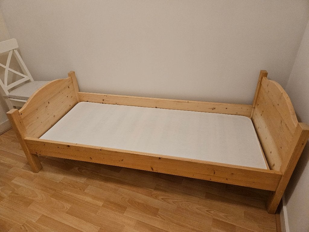 Houten bed, 1-persoons, 80 x 180 cm, 2 lades, grenen, Ophalen, Gebruikt, 190 cm of minder, 80 cm