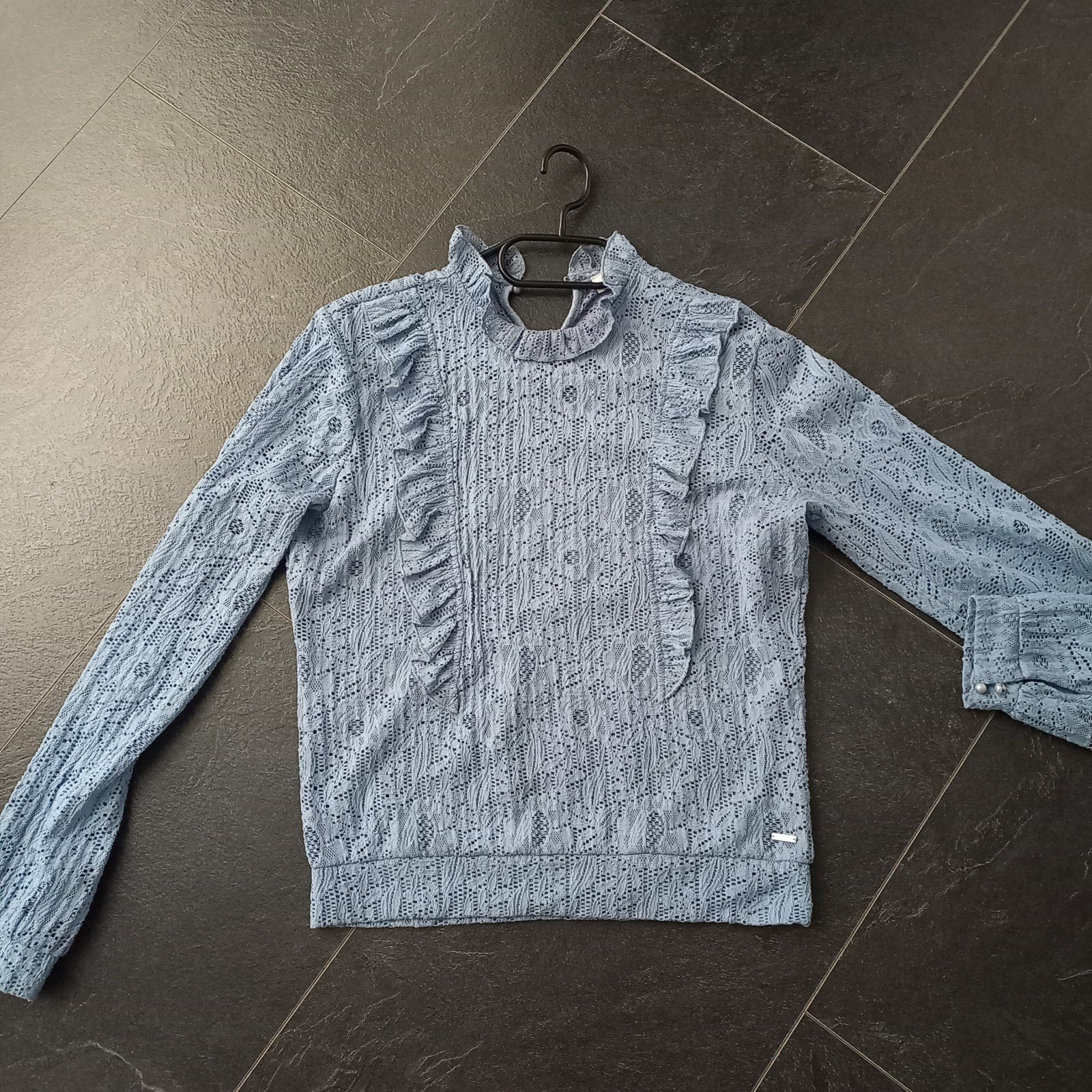 Leuk kanten shirt van Bien Bleu maat S koopje nu, Blauw, Ophalen of Verzenden, Lange mouw, Maat 36 (S)