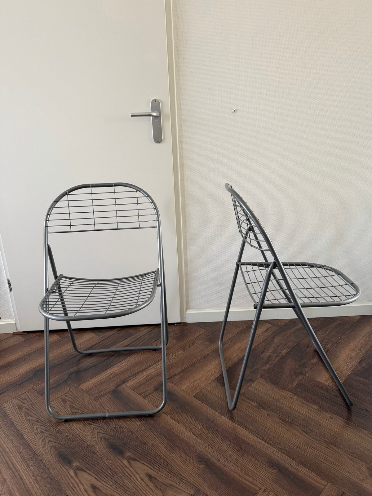 Vintage IKEA Gammelgaard klapstoelen - grijs metaal (2x), Ophalen of Verzenden