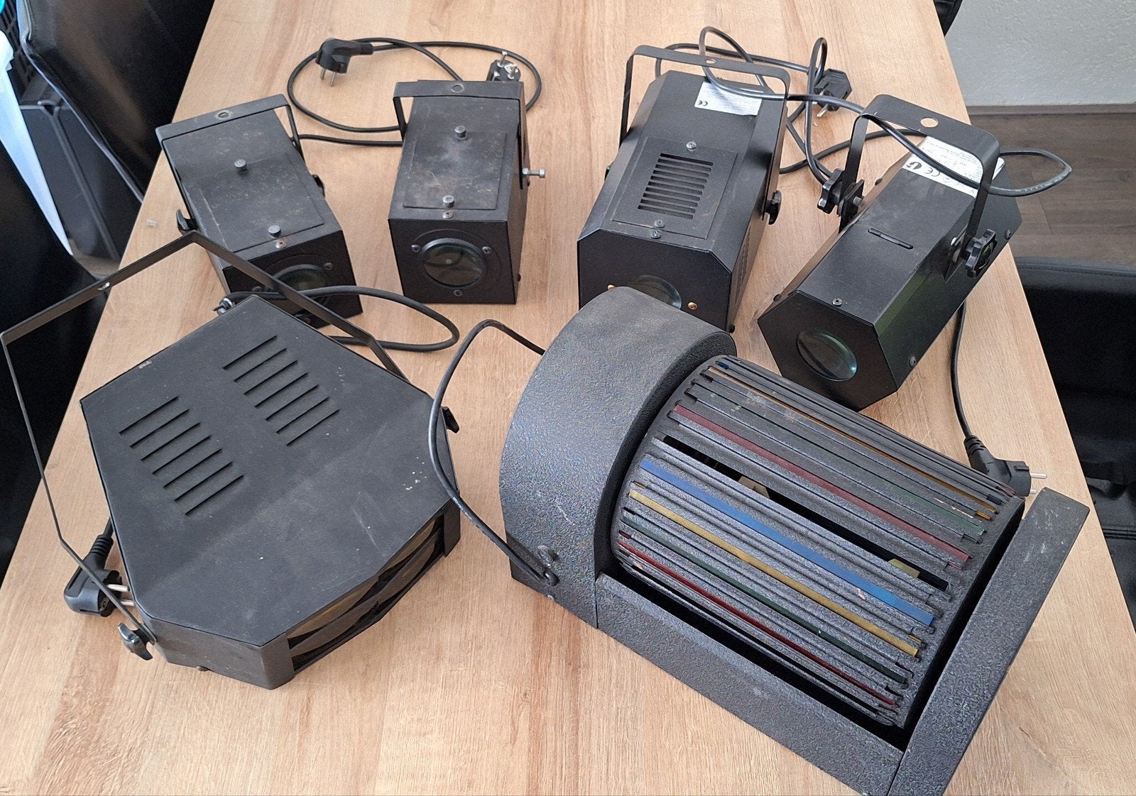 Partij van 6 Vintage Lichteffecten / Discolampen, Ophalen, Gebruikt, Licht, Kleur