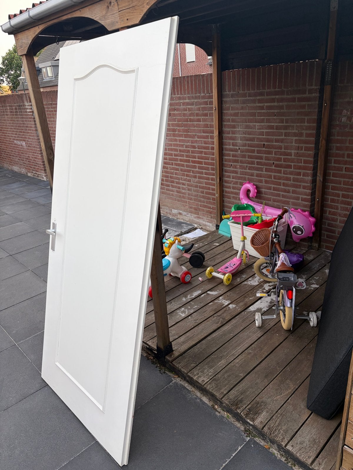 Witte binnendeur met klink en beslag, Ophalen, Gebruikt, 80 tot 100 cm, Binnendeur
