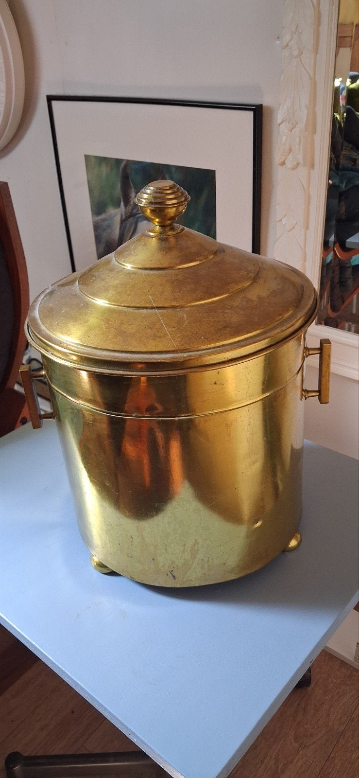 Mooie koperen kolenpot met deksel, Ophalen of Verzenden, Koper