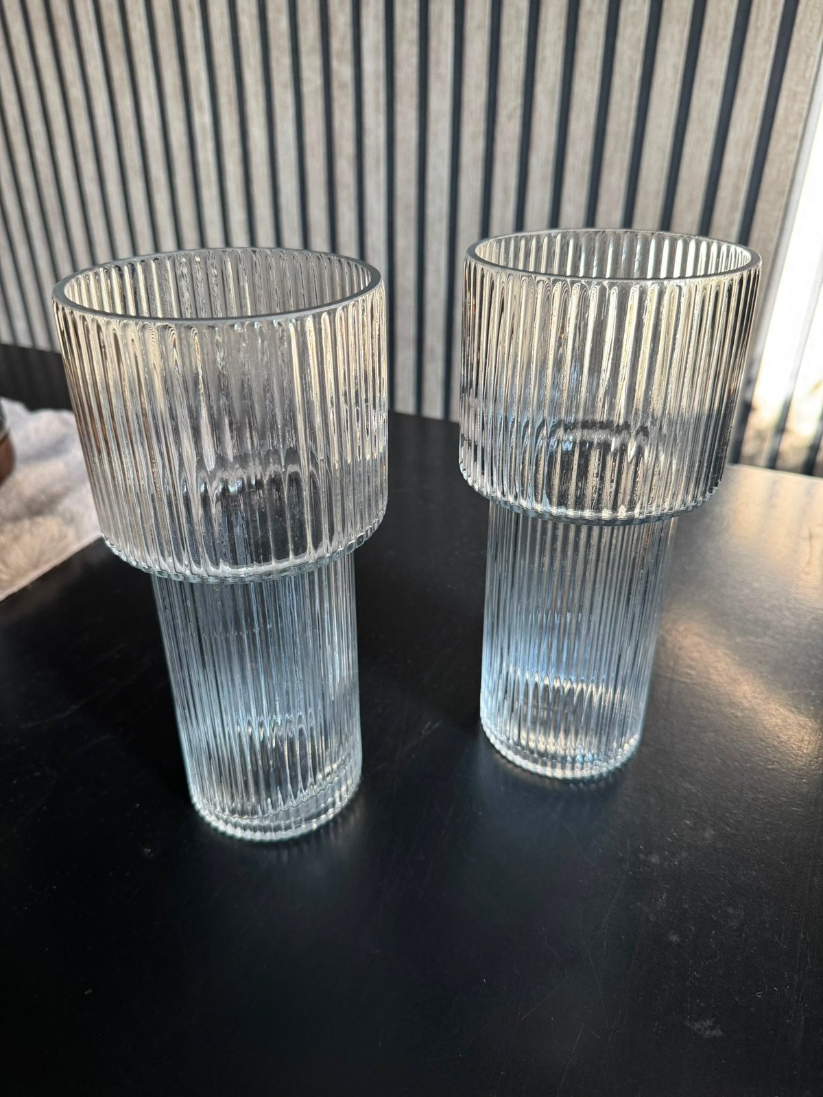 Jysk ribbel bloemen vaas | Japandi style, Ophalen, Zo goed als nieuw, Transparant, Glas
