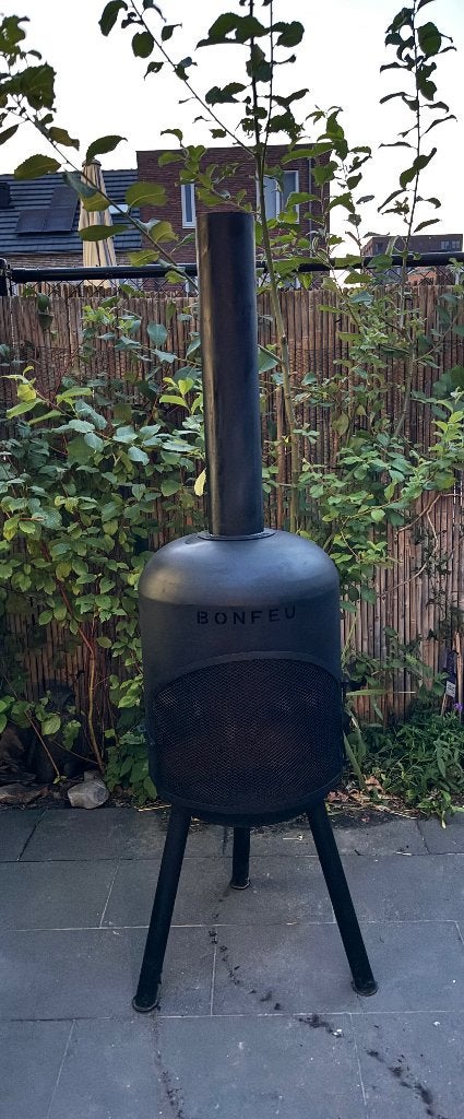Bonfeu Tuinhaard bbq zwart houtkachel (nieuwprijs 185 euro), Ophalen, Gebruikt