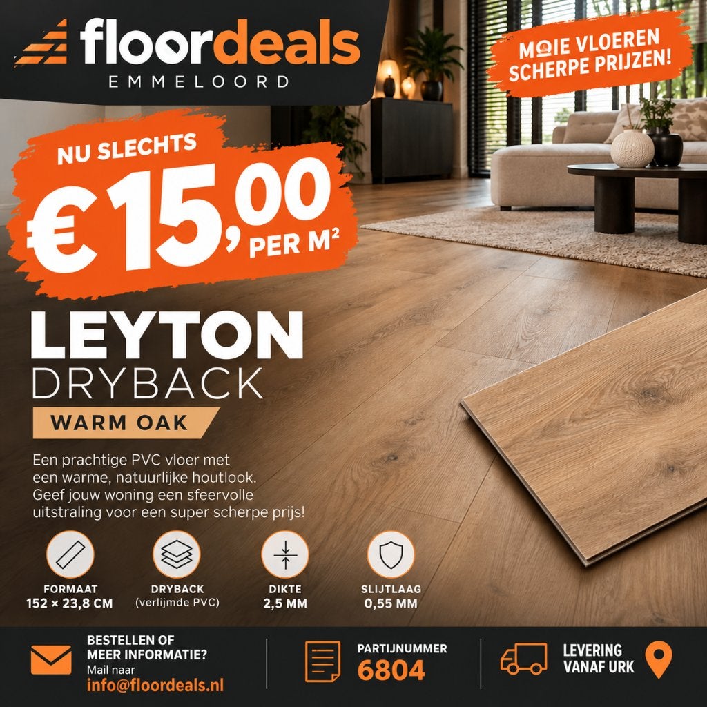 Pvc vloer, Ophalen, 75 m² of meer, Nieuw, Warm oak