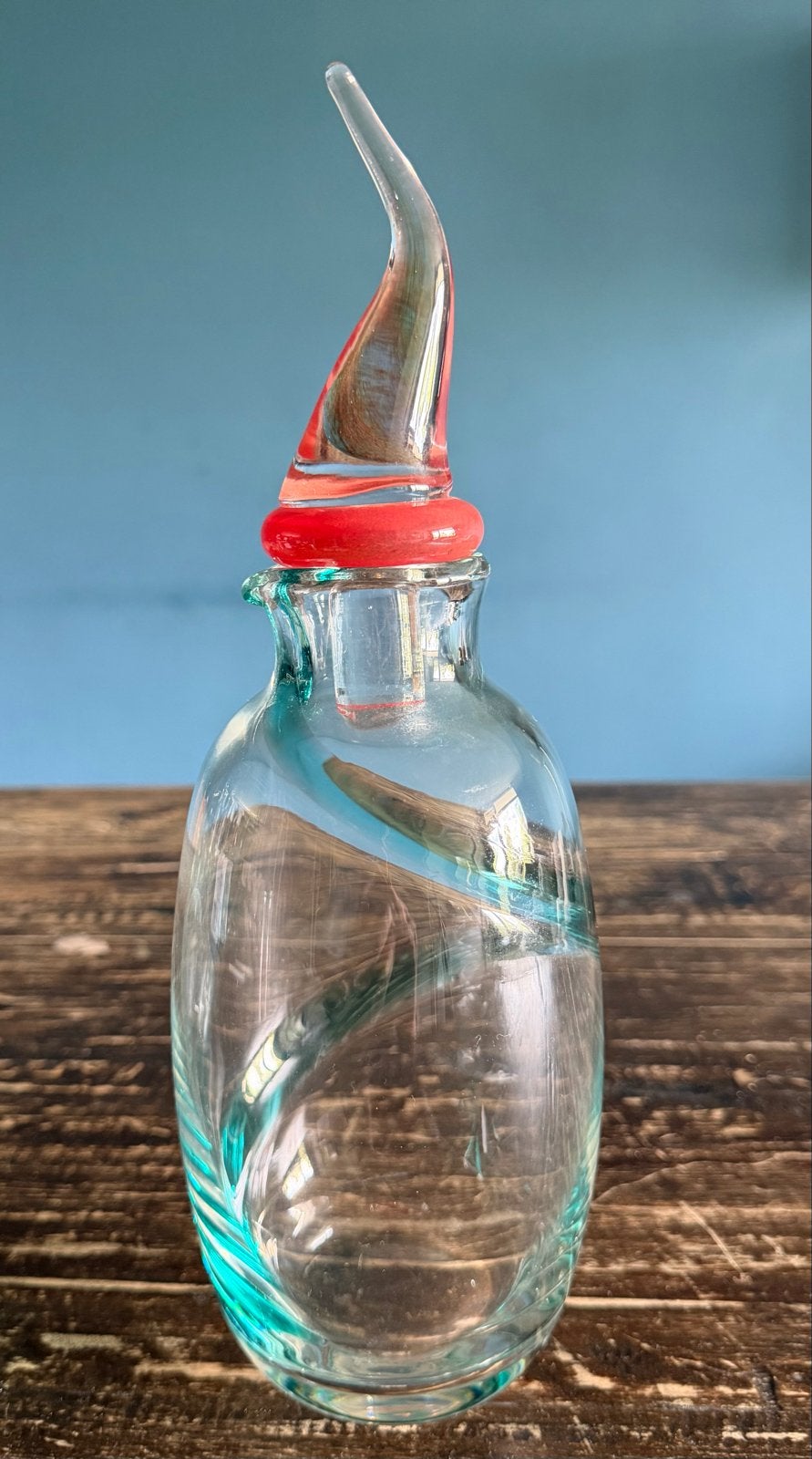 Glazen fles met spiraal en unieke stop, Ophalen of Verzenden