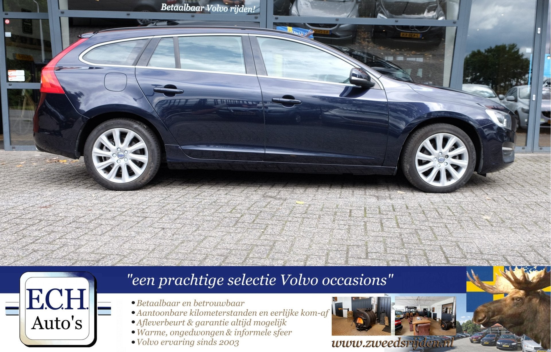 Volvo V60 2.0 D4 190 pk Aut. Nordic+ Stuurwielverwarming, St, Blauw, Leder en Stof, 23 km/l, Diesel