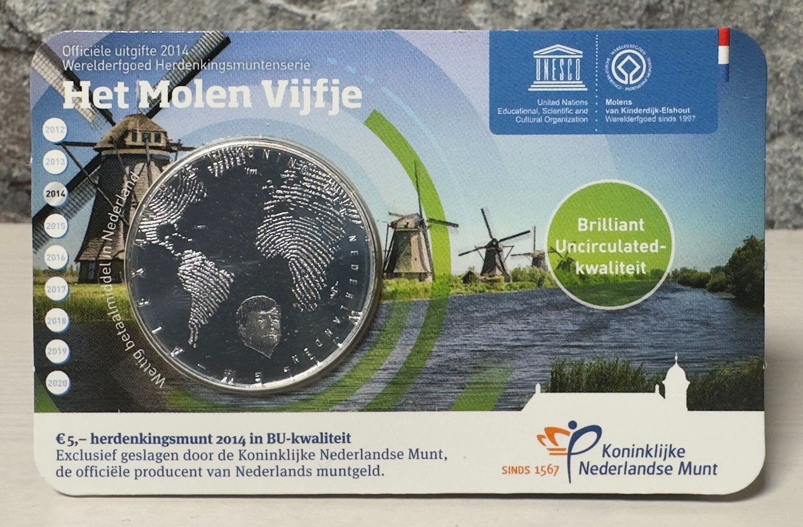 Het Molen Vijfje BU coincard, Postzegels en Munten, Munten | Nederland, Ophalen of Verzenden, Koningin Beatrix, Euro's