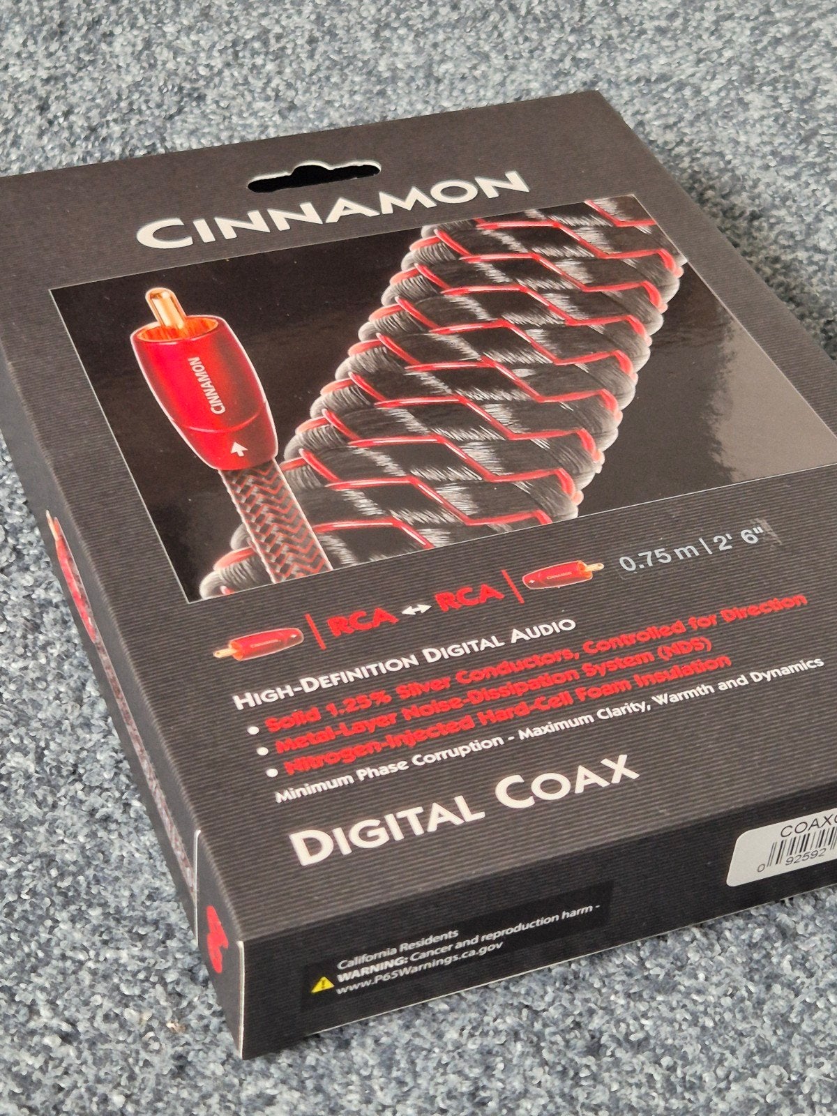 AudioQuest Cinnamon Digitale Coaxkabel 0.75m RCA, Audio, Tv en Foto, Audiokabels en Televisiekabels, Ophalen of Verzenden, Zo goed als nieuw