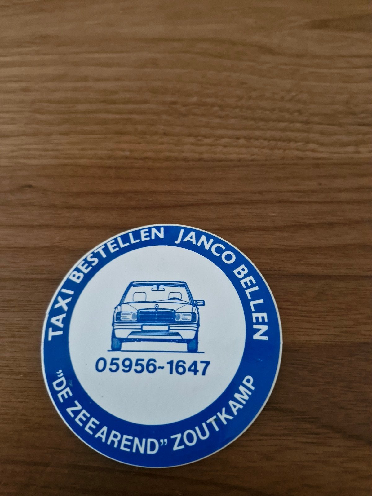 184 Vintage Taxi Janco Bellen Sticker - De Zeearend Zoutkamp, Ophalen of Verzenden, Zo goed als nieuw