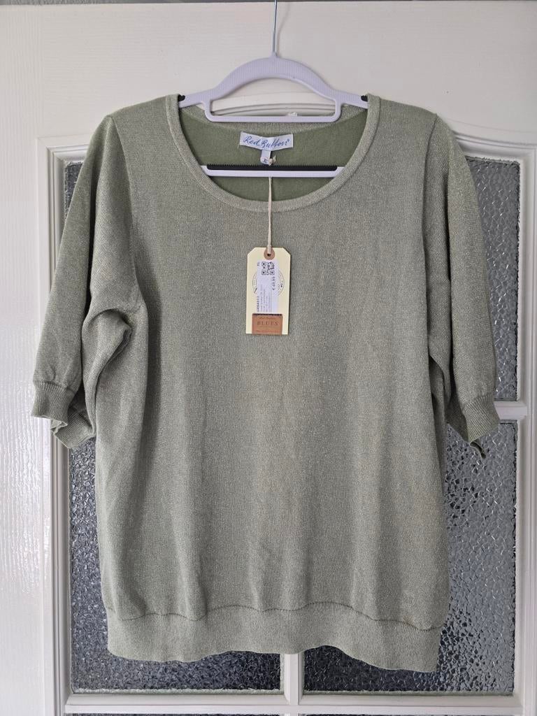 Nieuw shirt red button groen glitter xl, Blauw, Maat 42/44 (L), Nieuw, Ophalen of Verzenden