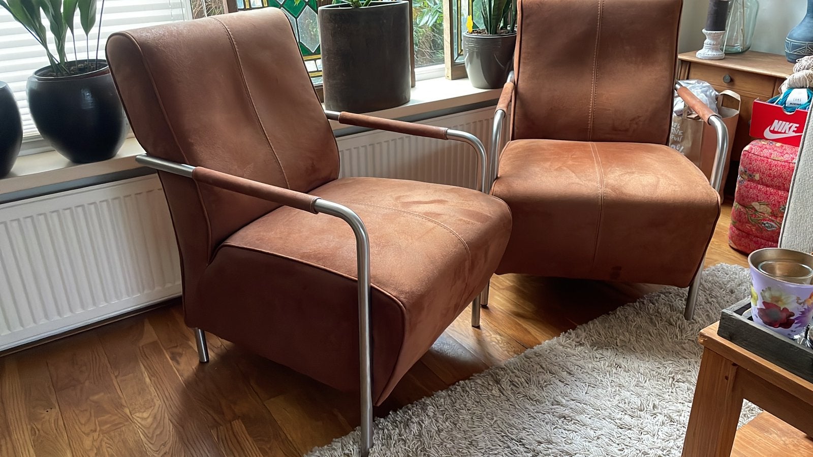 2 comfortabele stoelen., Huis en Inrichting, Fauteuils, Ophalen, Zo goed als nieuw, 75 tot 100 cm, 50 tot 75 cm