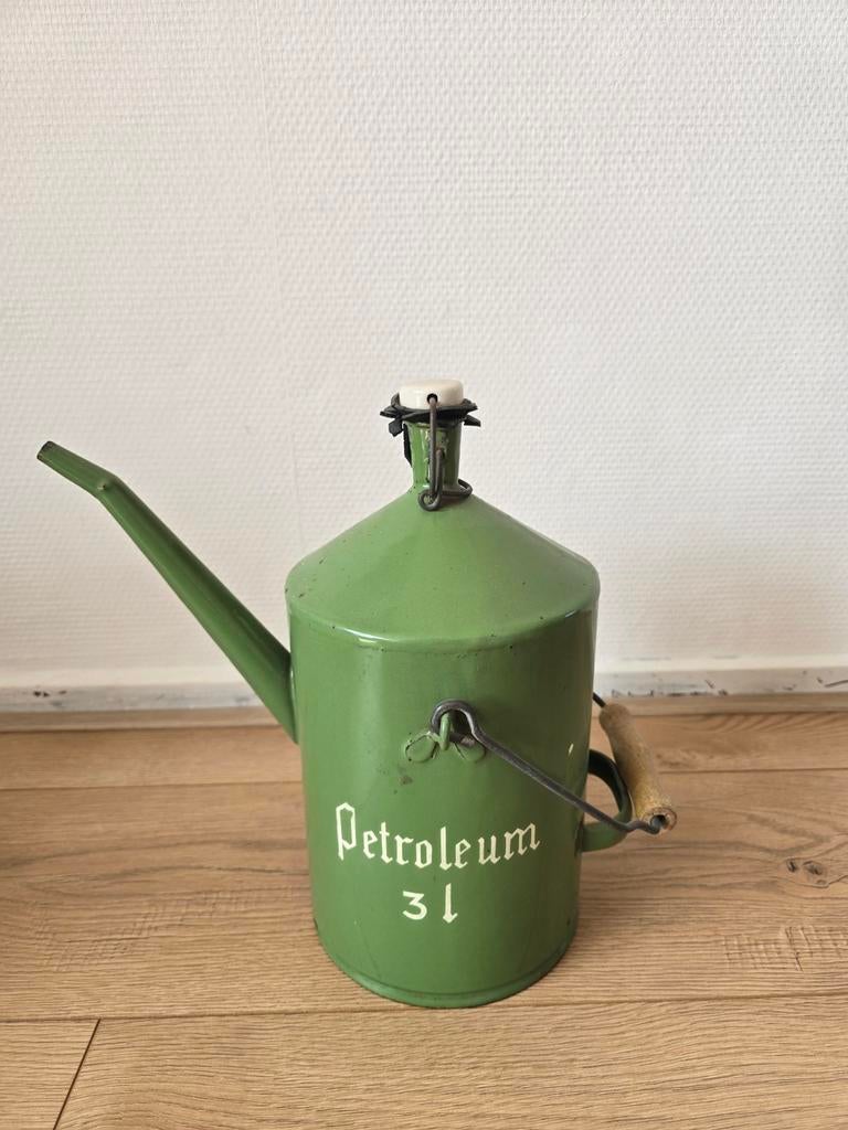 Oude Petroleumkan - Groen Emaille - 3 Liter, Antiek en Kunst, Antiek | Emaille, Ophalen of Verzenden