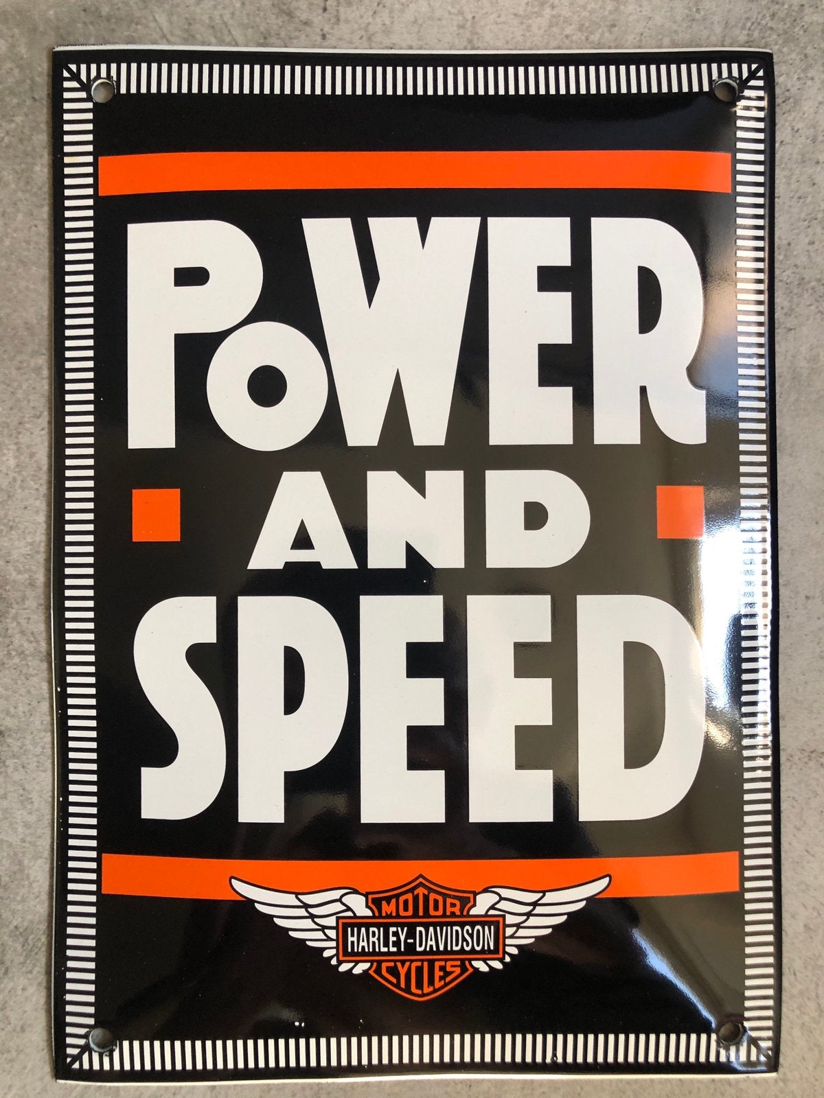 Emaille Harley- Davidson bord Power and Speed, Ophalen of Verzenden, Zo goed als nieuw, Reclamebord