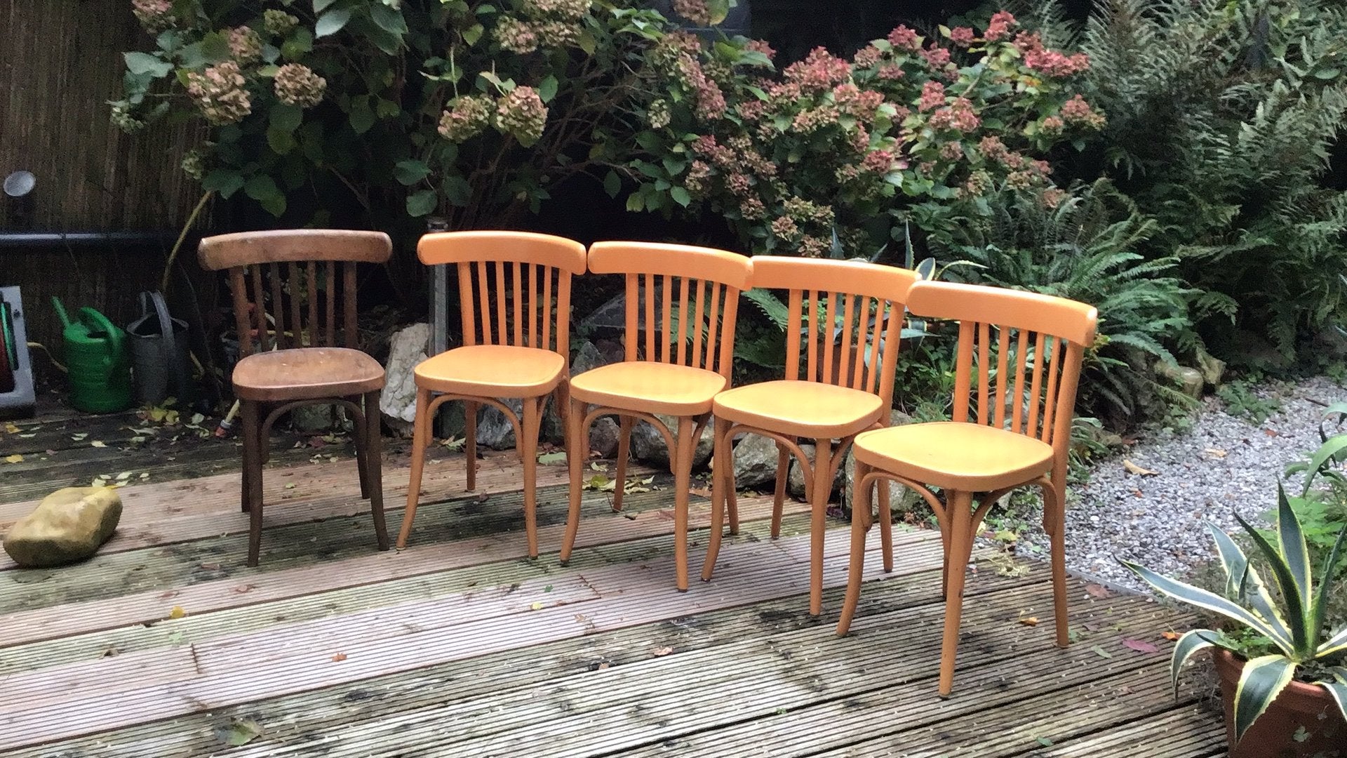 Leuke houten vintage cafestoelen, Ophalen, Gebruikt, Overige kleuren, Café stoelen