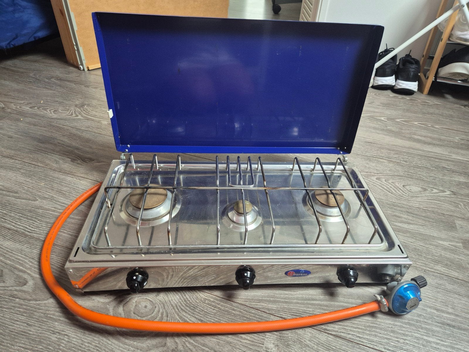 Parker 3-pits RVS kooktoestel incl gasslang, Ophalen
