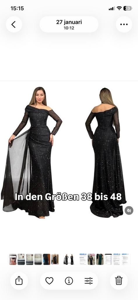 Zwarte Glitter Galajurk maat 44, Galajurk, Zwart, Maat 42/44 (L), Ophalen of Verzenden