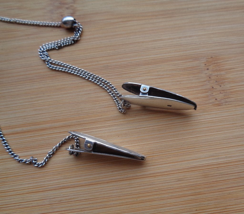 zilveren antieke servet klemmen met schuif [045], Sieraden, Tassen en Uiterlijk, Verzenden, Zilver, Overige typen