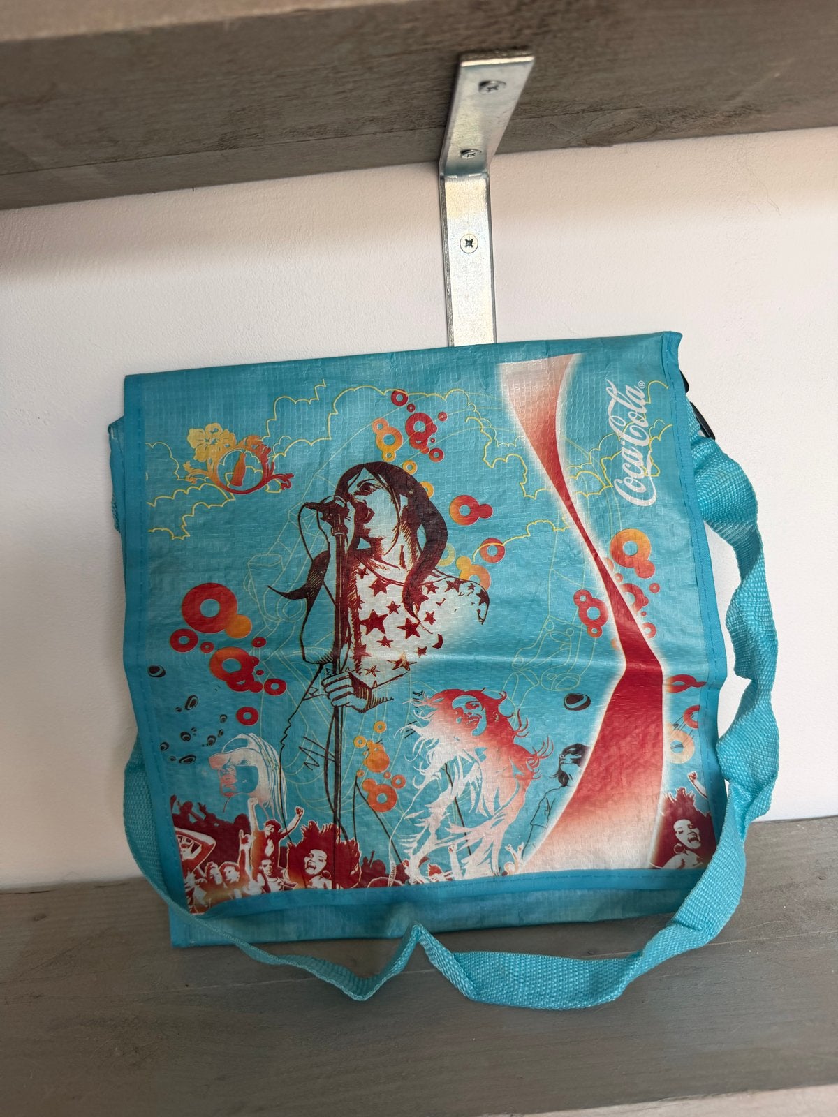 Coca-Cola schoudertas – retro/vintage – turquois, Ophalen of Verzenden, Gebruikt, Blauw, Schoudertasje