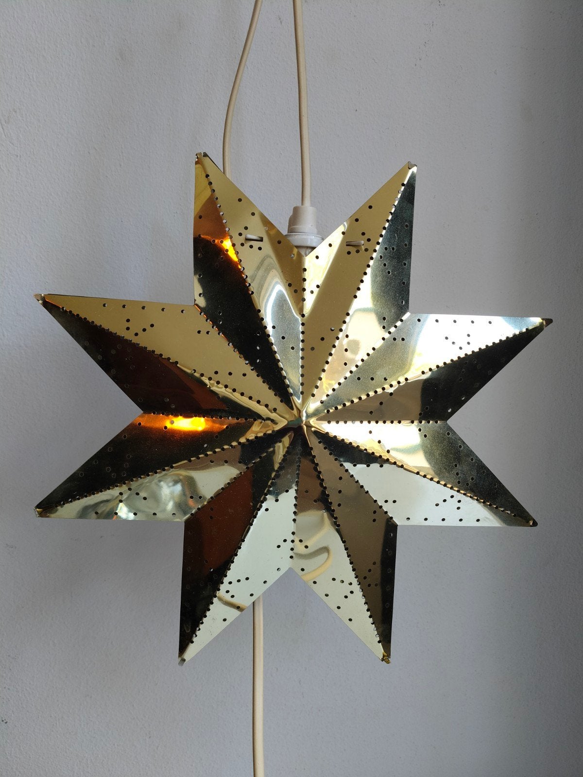 Vintage kerstster metaal goud verlichting, Diversen, Ophalen of Verzenden