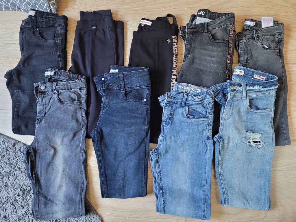 9 skinny jeans broeken meisje maat 152 en 5 stuks maat 158, Ophalen of Verzenden, Gebruikt, Meisje, Broek