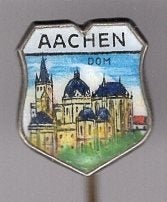 Aachen email op zilverkleurig wapen speldje ( T_041a), Verzenden, Zo goed als nieuw, Stad of Land, Speldje of Pin