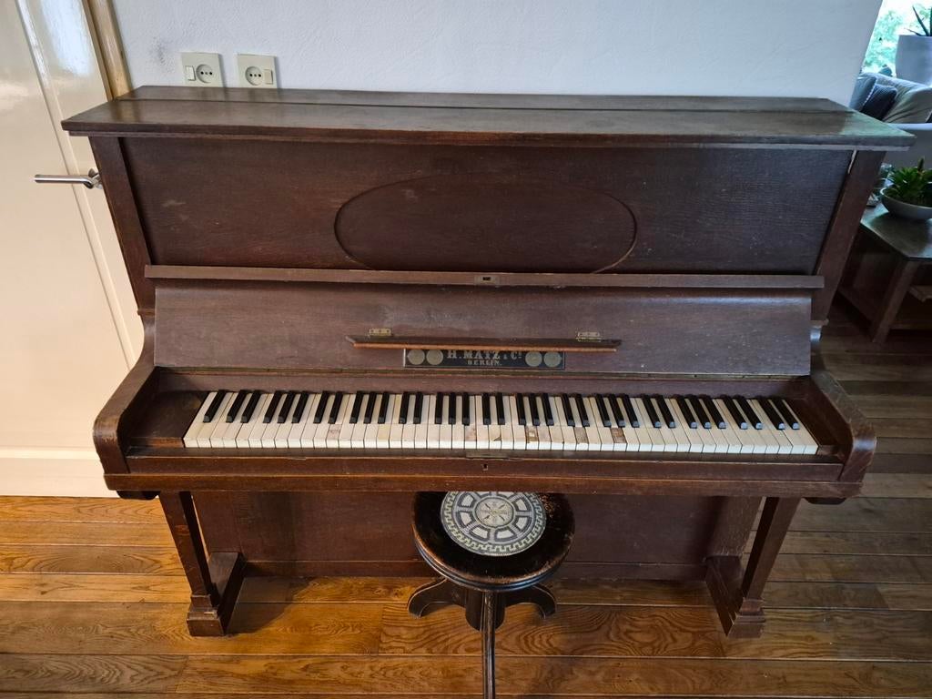 Antieke Piano H. Matz & Co. Berlijn - Klassiek Hout, Ophalen, Gebruikt, Bruin, Piano
