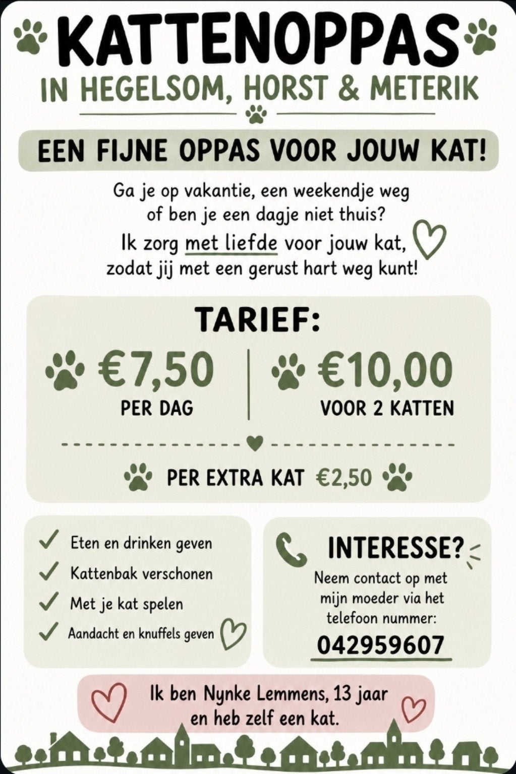 kattenoppas, Dieren en Toebehoren, Ophalen of Verzenden