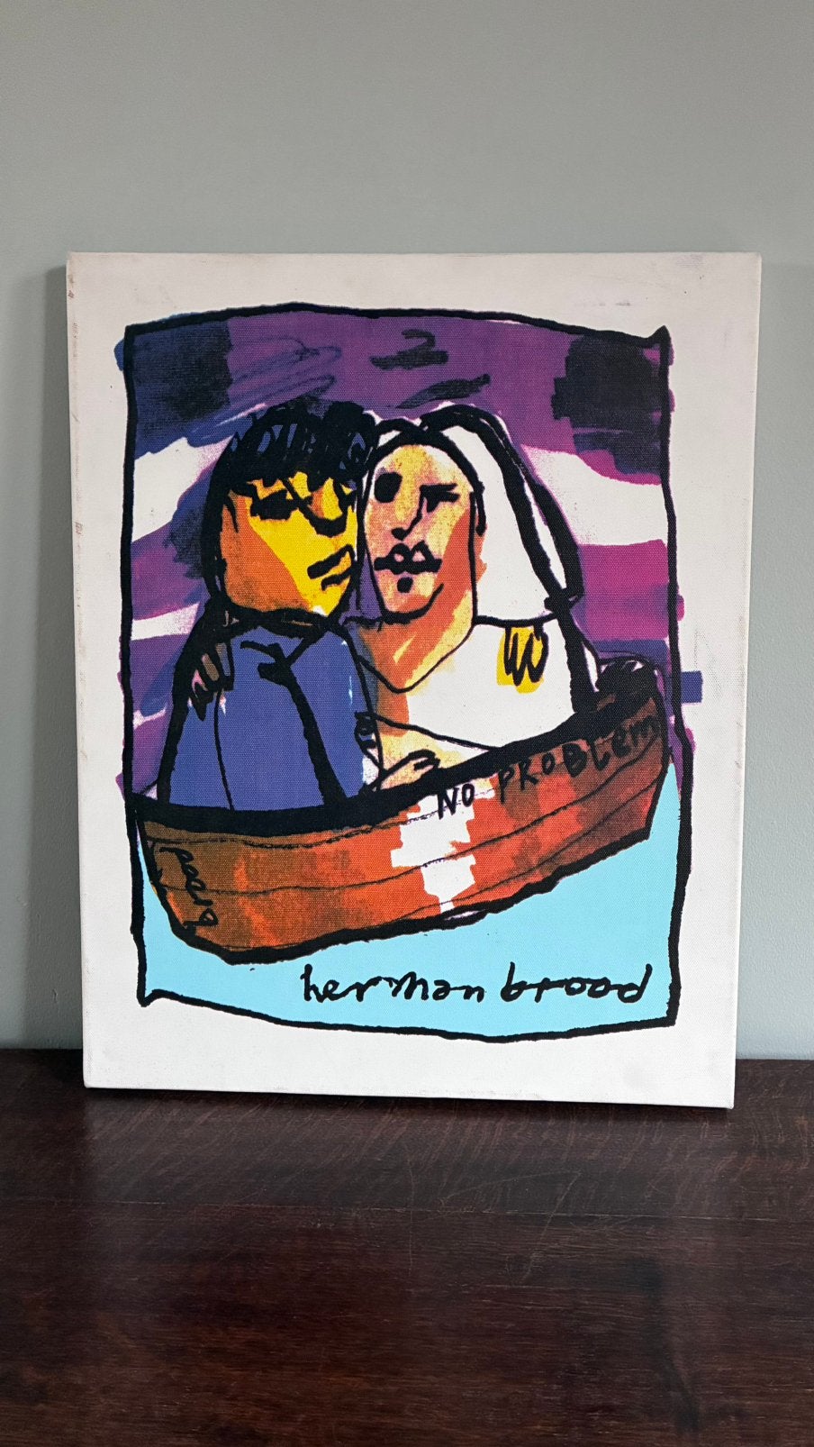 Herman Brood–Huwelijksbootje (No Problem) Zeefdruk op canvas, Abstract, Ophalen of Verzenden, Print, Overige materialen