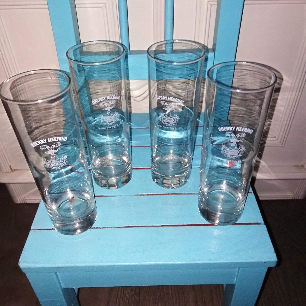 Cherry Heering Singapore Gin sling glazen 4 stuks, Ophalen, Glas of Glazen, Overige stijlen, Glas