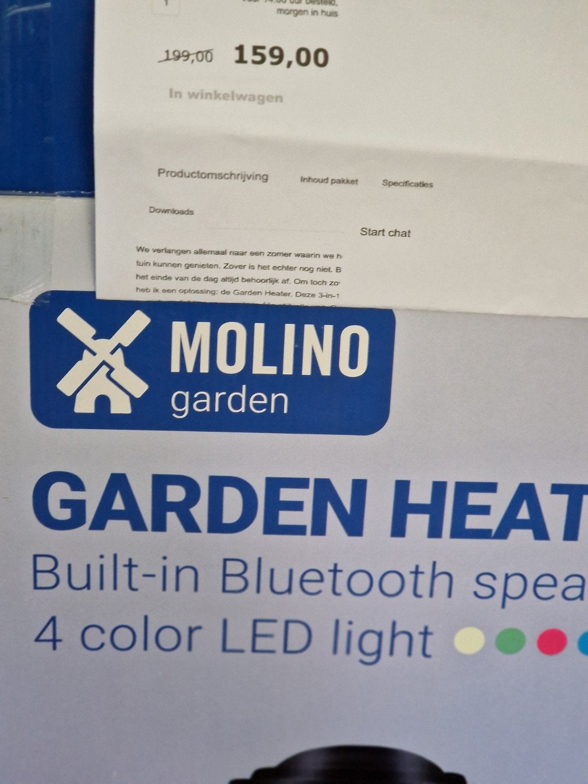 Molino Garden Heater 3-in-1 met Bluetooth speaker en LED, Ophalen of Verzenden
