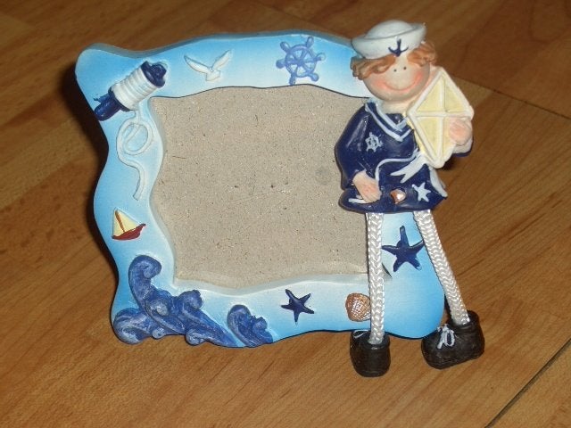 Nieuw lijstje met zeeman 10x10 cm *nieuw*, Ophalen of Verzenden, Nieuw, Schilderij